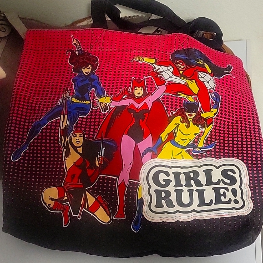 A super girl bag and a grocery bag